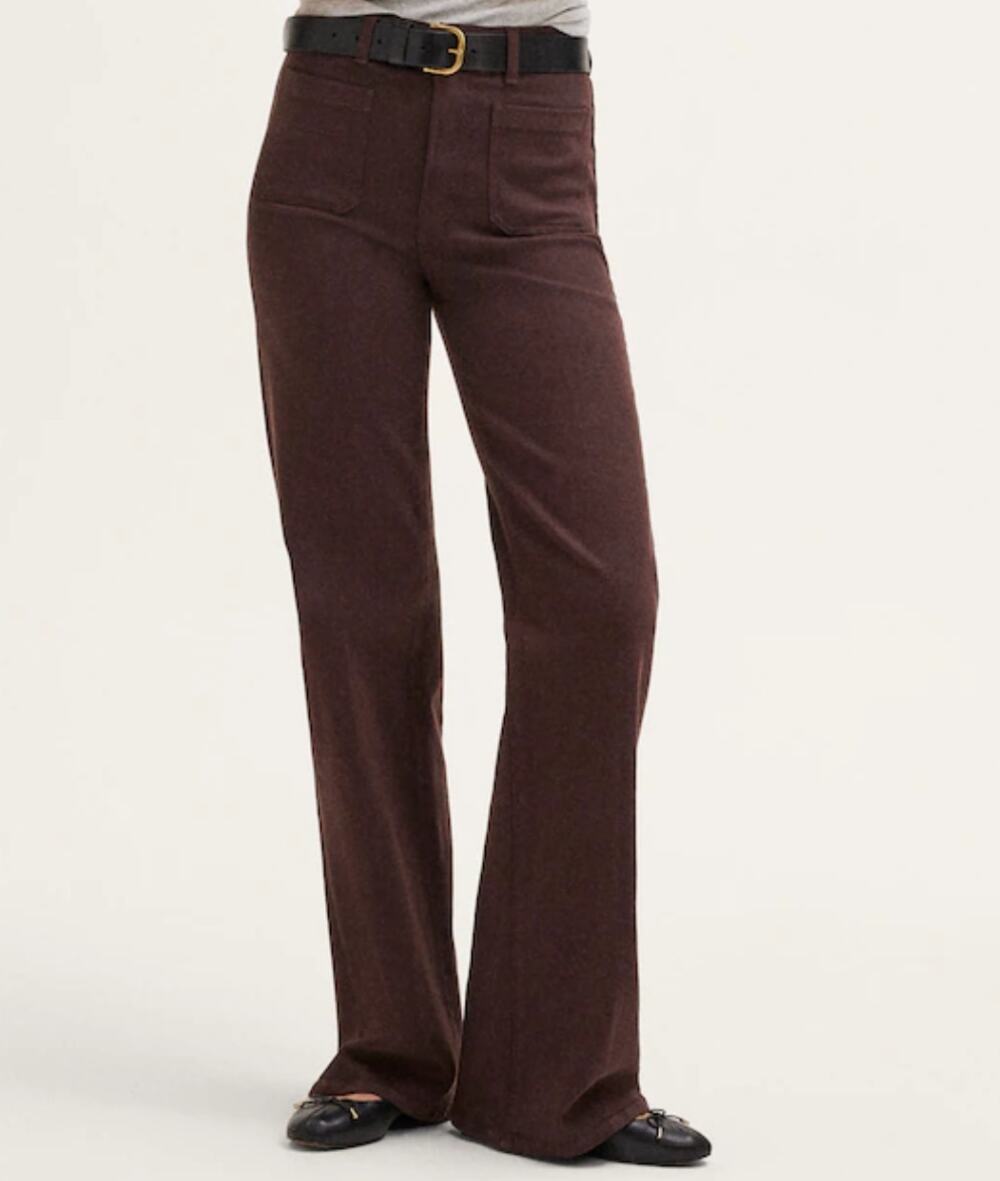 Madewell Emmy Wide Leg Pants 28 28P P28 Short NWT Dark Carob Brown OB126